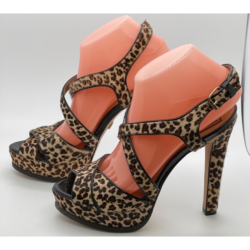 Pour La Victoire Leopard Print Platform Heels Size 8.5 - Picture 2 of 7